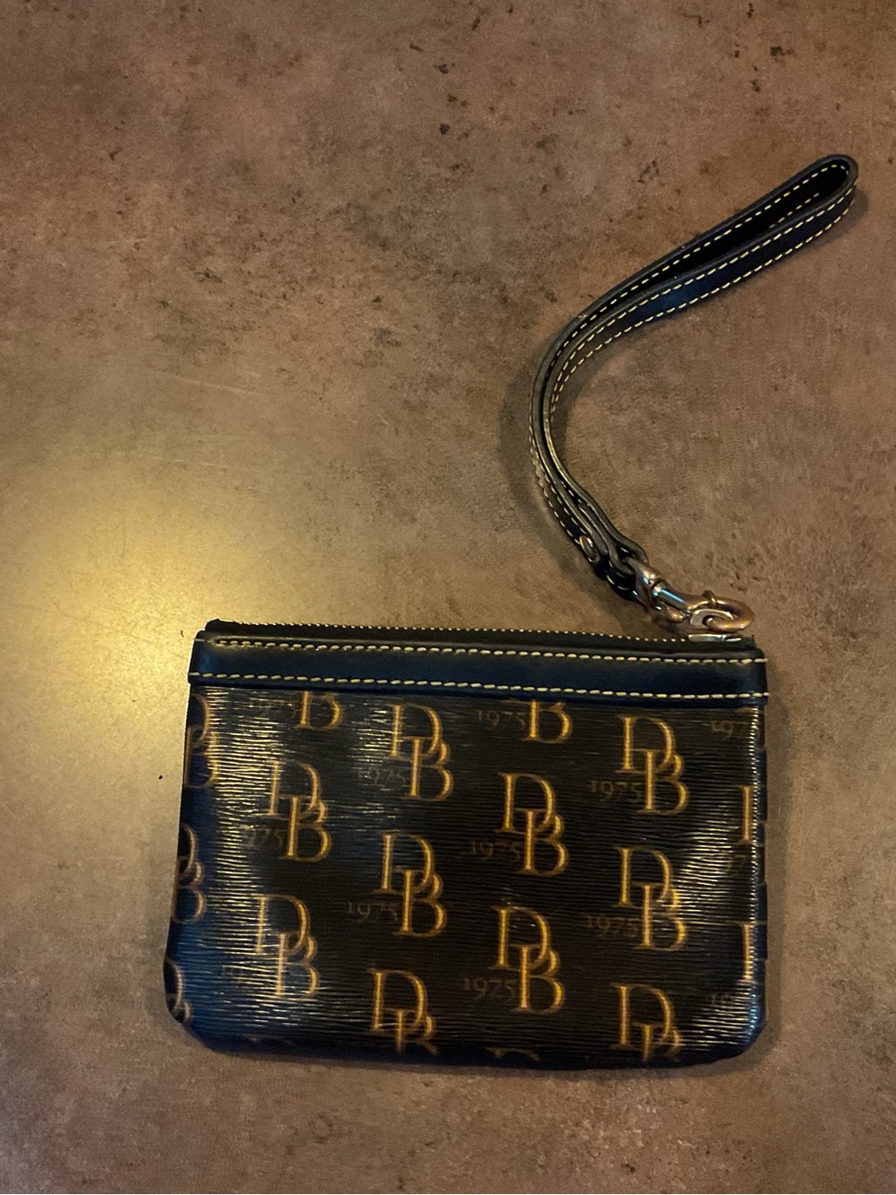Dooney & Bourke Navy Blue and Brown Wristlet Pouch - Picture 2 of 5